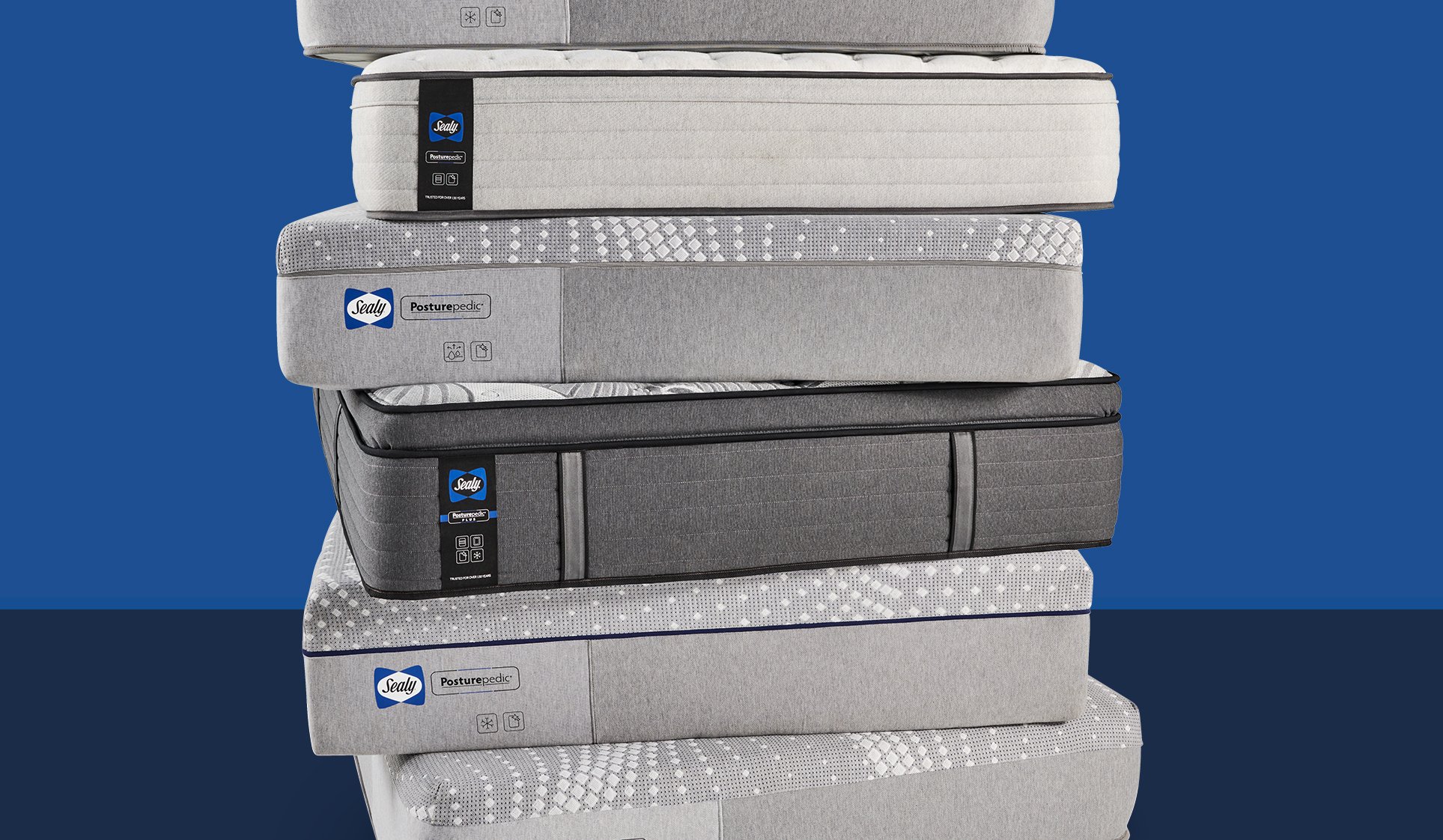 Mattress stack of Sealy<sup>®</sup> posturepedic mattresses